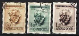 Hungary 1955. Bela Bartok Nice Set, Used, Mi.: 1450-1452 - Used Stamps