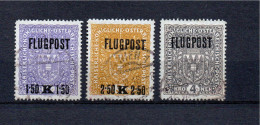 Austria 1918 Old Set Overprinted Airmail Stamps (Michel 225/27) Nice Used - Usados