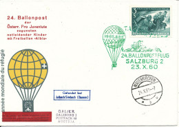 Austria Cover Ballonpost 24. Ballonpostflug Salzburg 23-10-1960 - Balloon Covers