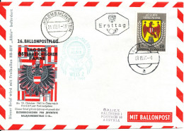 Austria Cover Ballonpost 25. Ballonpostflug Salzburg 9-10-1961 - Balloon Covers