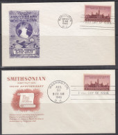 ⁕ U.S. 1946 Washington ⁕ 100th SMITHSONIAN Institution 3c. ⁕ 2v FDC Covers - 1941-1950