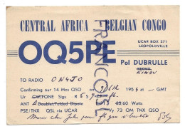 Central Africa Belgian Congo. OQ5PE (Pol Dubrulle) à Leopoldville To ON4JO (Jules ...) - Radio Amatoriale