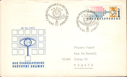 TCHECOSLOVAQUIE LETTRE FDC "JOURNEE DU TIMBRE" POUR LA FRANCE 1977 - Storia Postale