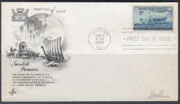 SALE !! 50 % OFF !! ⁕ USA 1948 Chicago ⁕ SWEDISH PIONEER Centennial 3c. ⁕ FDC Cover - 1941-1950