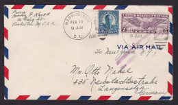 USA: Airmail Cover To Germany, 1930, 2 Stamps, Air To New York Rate, Jusqu'a Bar Cancel (minor Damage At Back) - Cartas & Documentos
