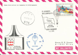 Austria Cover Ballonpost 15. Sonder Ballonpostflug Innsbruck 4-2-1976 - Ballons