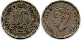 MA 25206  /  Malaya 10 Cents 1950 TB+ - Malasia