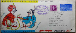 INDIA 1960 AIR INDIA FIRST FLIGHT COVER, BOMBAY-NEW YORK, FIRST FLIGHT COVER, POSTALLY USED - Briefe U. Dokumente