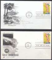 SALE !! 50 % OFF !! ⁕ USA 1966 ⁕ Great River Road ⁕ 2v FDC Covers - 1961-1970