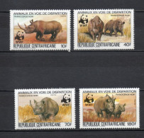 CENTRAFRIQUE N° 608 à 611   NEUFS SANS CHARNIERE COTE 12.00€   RHINOCEROS  ANIMAUX FAUNE  WWF - Centrafricaine (République)