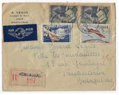 MONTAUBAN Chargement Lettre Recommandée Etiquette PAR AVION Dest Madagascar Reliure Joaillerie Mystère Yv 971 973 PA30 - 1927-1959 Storia Postale