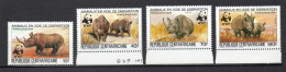 CENTRAFRIQUE N° 608 à 611   NEUFS SANS CHARNIERE COTE 12.00€   RHINOCEROS  ANIMAUX FAUNE  WWF - Centrafricaine (République)