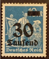 Deutsches Reich 1923 Surcharge 30/10, Excellent état - 1922-1923 Emisiones Locales