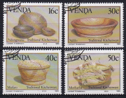 MiNr. 183 - 186 Südafrika, Venda    1989, 5. Jan. Traditionelles Küchengeschirr - Mit ET-Eckstempel - Venda