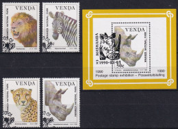 MiNr. 200 - 203 (Block 6) Südafrika, Venda    1990, 1. März. Tierschutz: Nwanedi-Nationalpark - Mit ET-Eckstempel - Venda