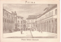 FERMO - PIAZZA VITTORIO EMANUELE - RIPRODUZIONE STAMPA DEL 1892 - FORMATO 17X12 - NV - Fermo