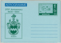 Bermuda 1984, Aerogramme Anniversary, Map George Somers, Heraldik / Héraldique / Heraldry - Isole