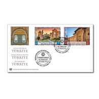 ONU Genève 2023 - UNESCO World Heritage – Turquie - FDC 2 Timbres De Feuilles - FDC