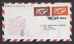 Portugal Premier Vol Lisboa Lisbonne San Juan Puerto Rico 1941 PAA Pan Am First Flight Lisbon San Juan US Cover - Storia Postale