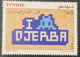 2021 Tunisie Feuille Art De La Rue Invader I Love Djerba Tunisia Street Art Invader Full Sheet MNH 1V - Tunisie (1956-...)
