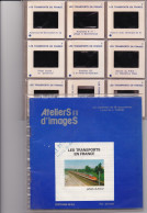 Les Transports En France 36 Diapos + Livret De Commentaires Editions MDI Autoroute Train Métro Péniche Avion Bateau 1979 - Diapositives (slides)