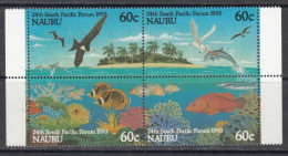1993 Nauru South Pacific Forum Fish Marine Life Birds Dolphins Complete Block Of 4 MNH - Nauru