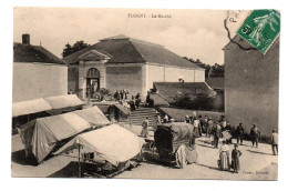 89 FLOGNY LA CHAPELLE Le Marché - Cliché Durand Cussac 1909 - Carrioles - Marchands - Cheval - Bien Animée - Flogny La Chapelle