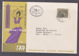 Portugal 1961 TAP Lisbon To Goa Flight Cover + Back - Lettres & Documents