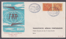 Portugal 1961 Lisbon To Beira Flight Cover + Back - Lettres & Documents