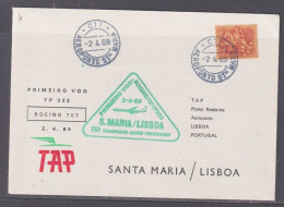 Portugal 1969 TAP Santa Maria To Lisbon Flight Cover + Back - Cartas & Documentos