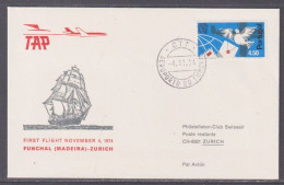 Portugal 1974 TAP Funchal To Zurich Flight Cover - Storia Postale
