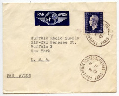 France 1946 Airmail Cover - Paris To Buffalo, New York; Scott 523 50fr. Marianne; Conference Routes Aeriennes Postmark - Brieven En Documenten