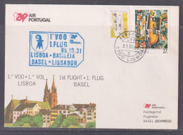 Portugal 1989 TAP Lisbon To Basel Flight Cover + Back - Briefe U. Dokumente