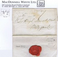 Ireland Tyrone 1836 Framed Fancy "No2" Receiving House Of Dromore And Black Italic "Omagh/Penny Post" Cover To Ballygawl - Prefilatelia