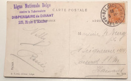 CP Dinant Nouvelle Poste/Hôtel De Ville->Ligue Nationale Belge Dispensaire De Dinant.cachet Belgique*8*Belgie 5 Mars19? - Fortune (1919)