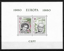 Monaco Bloc Spécial N°13a**. Europa 1980. Colette M.Pagnol. Cote 400€ - Blocs