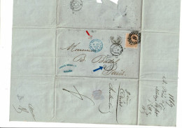 REF CTN 86/B- ESPAGNE LETTRE CLASSIQUE MALAGA / PARIS 14/2/1869 - Cartas & Documentos