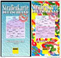 2 X ADAC Strassenkarten Deutschland Nord + Süd Von 1995 - Maps Of The World