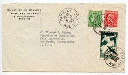 France 1949 Airmail Cover - Paris, Sweet Briar College To New Haven, CT, Yale University; 1fr & 2fr Ceres & 40fr Airmail - Brieven En Documenten