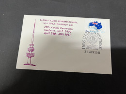 24-9-2023 (2 U 4) Australia FDC - Lions Club International - 1981 - Canberra - Primo Giorno D'emissione (FDC)