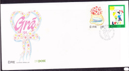 Ireland 1991 Love First Day Cover - Unaddressed - Brieven En Documenten