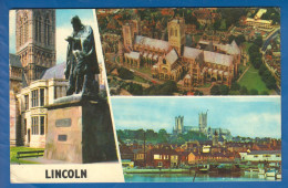 England, Lincoln; Mehrbildkarte Mit The Tennyson Statue - Lincoln