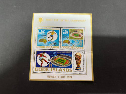 24-9-2023 (stamp) Cook Islands (used) Mini-sheet - Football FIFA World Cup 1974 - 1974 – Germania Ovest