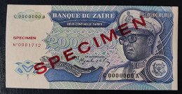 Zaire 200.000 New Zaires SPECIMEN P42S 1992 UNC - Zaire