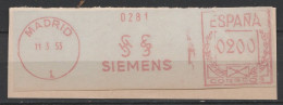 Spanien Freistempel Briefstück Madrid 1953 Siemens - Máquinas Franqueo (EMA)