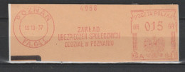 Polen Freistempel Briefstück Poznan Posen 1937 Zaklad - Maschinenstempel (EMA)