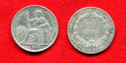 COLONIE - COLONIALES - INDOCHINE - INDO CHINA - 20 CENT 1913 5,39Gr;- BELLE MONNAIE - Sonstige & Ohne Zuordnung