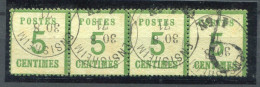 !!! ALSACE LORRAINE, BANDE DE 4 DU N°4 CACHET ENSISHEIM - Usados