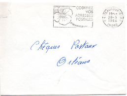 INDRE - Dépt N° 36 = CHATEAUROUX GARE 1966 = FLAMME Non Codée =  SECAP Multiple ' PENSEZ + CODIFIEZ' = Pensée N° 1 - Postleitzahl