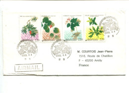 COREE DU SUD - Affranchissement Sur Lettre FDC - Fleurs - Korea (Zuid)